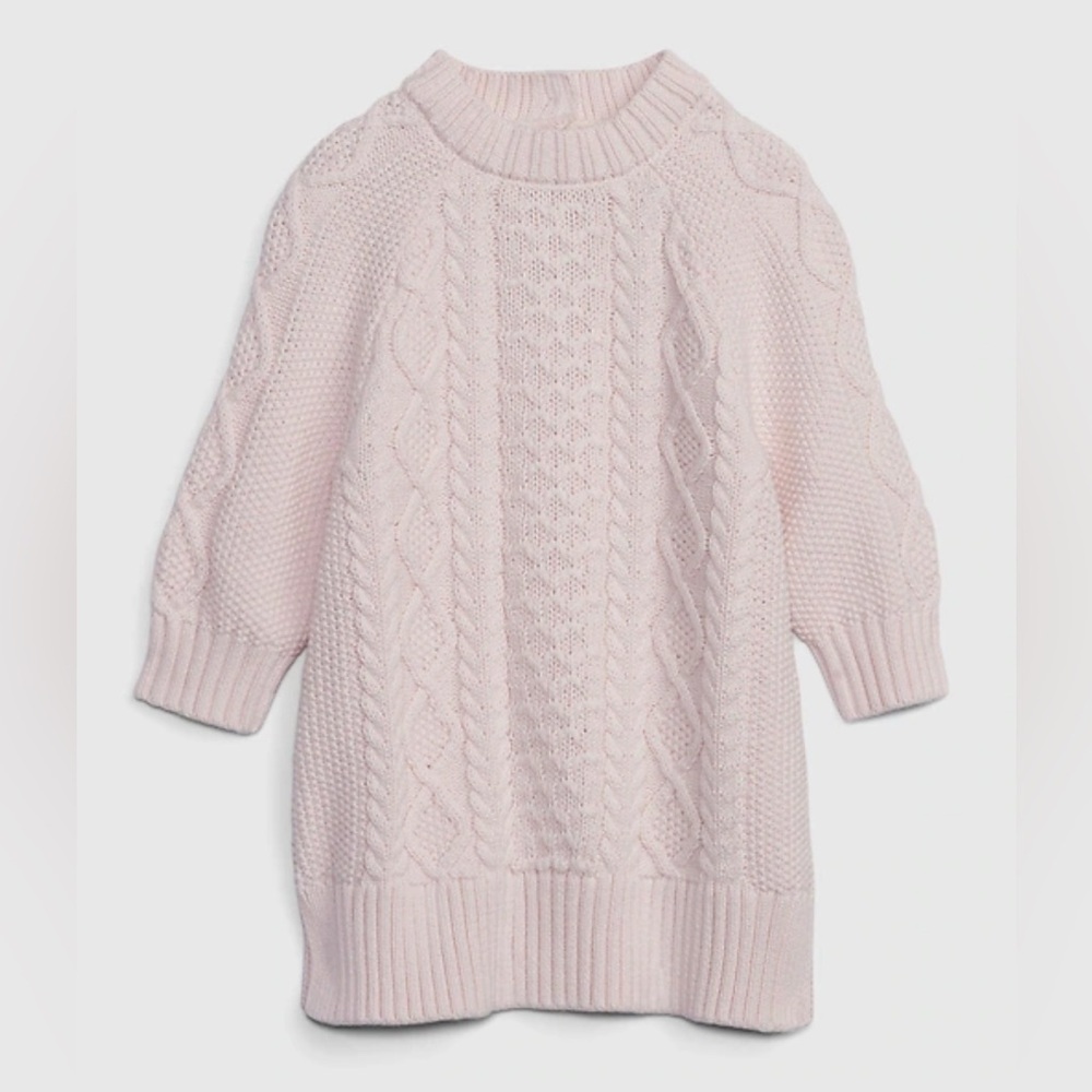 Baby Gap Cable Knit Long Sleeve Sweater Dress 100% Cotton Size 6-12 Months
